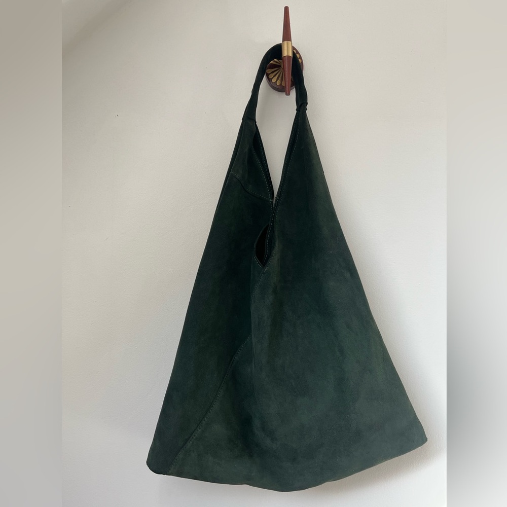 Genuine Green Suede Hobo Bag